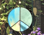Peace Sign Suncatcher Hanging Glass BoHo Medtiation Art