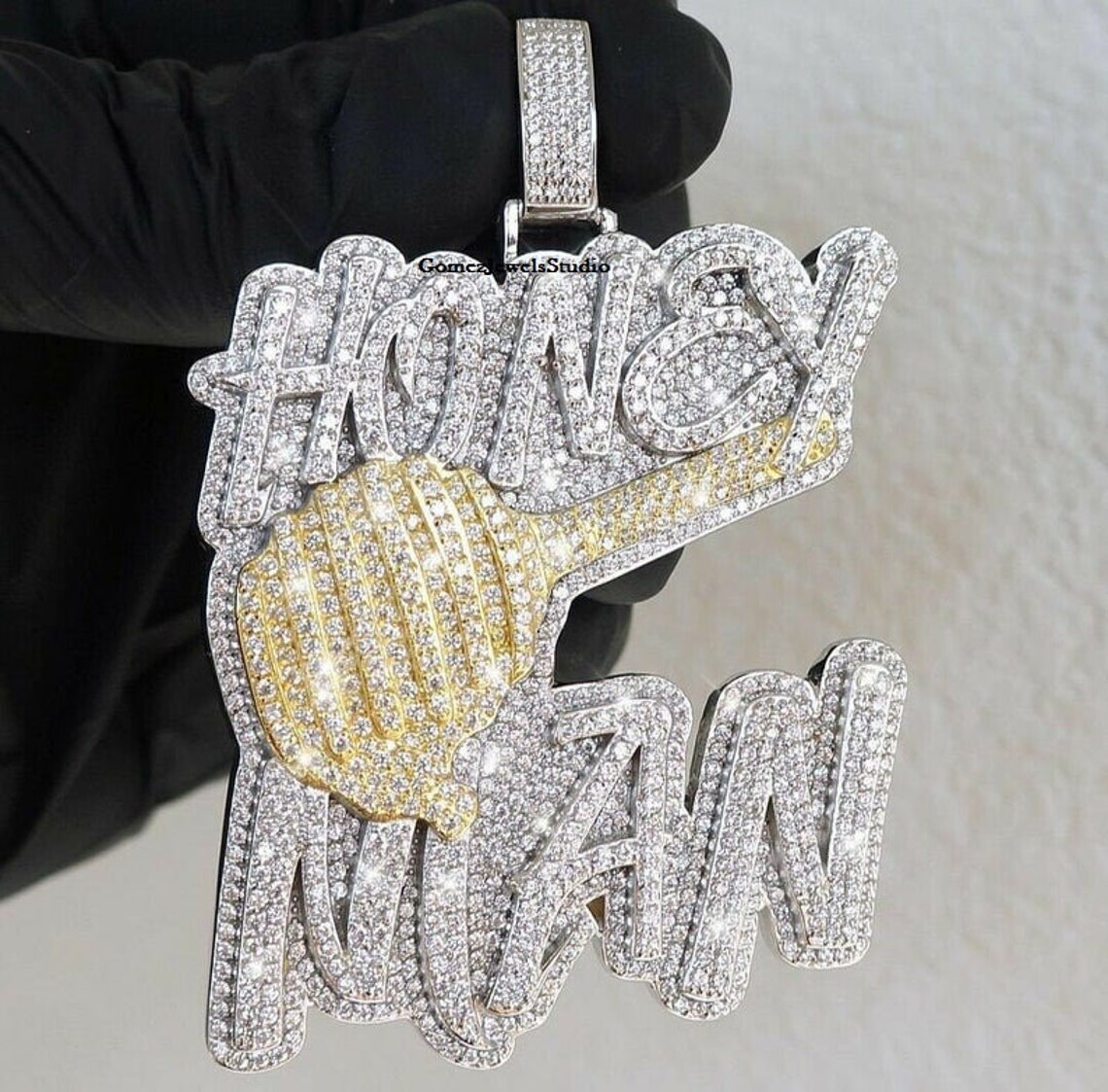 Moissanite Diamonds Custom Name Pendant For Men/ 14k White Etsy