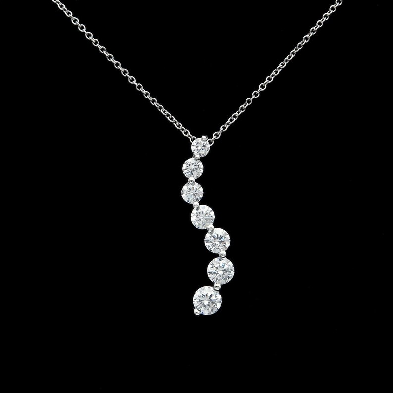 1.50 Ct Round Diamond Journey Pendant 14k White Gold Fn 18 Chain Necklace For Women/'s and Girl/'s