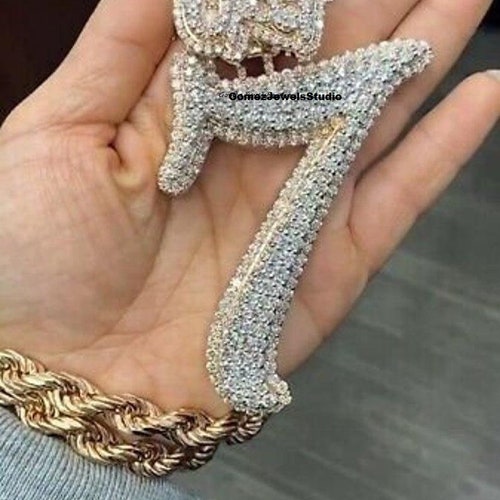 Custom Moissanite Diamond Name Pendant for Men/ 14k White Gold Etsy