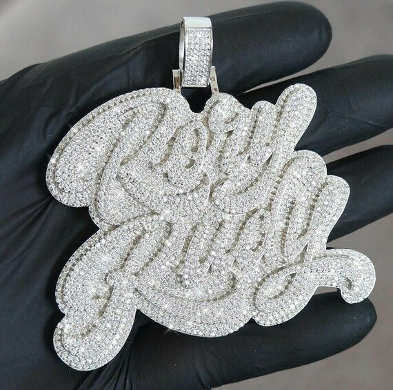 Customize Name Logo Diamond Pendant for Men's/ Custom Etsy