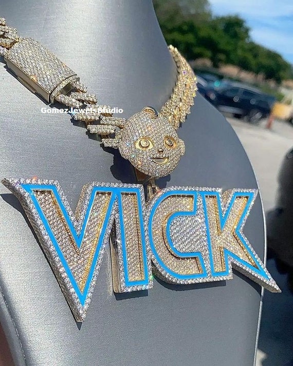 Enamel Moissanite Diamonds Custom Name 