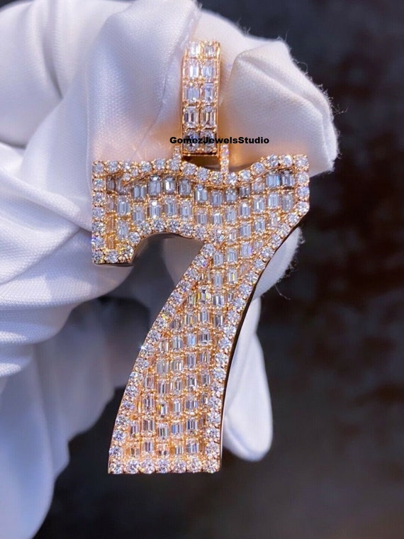 Moissanite Diamond Number Pendant Charm 