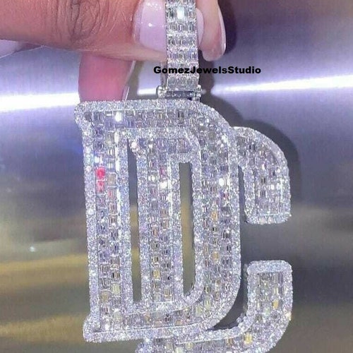 Custom 2 Alphabets Men Diamond Pendant 