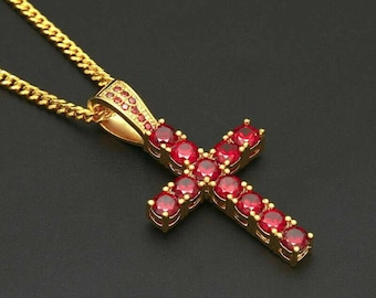 Ruby Cross Pendant Charm - Etsy