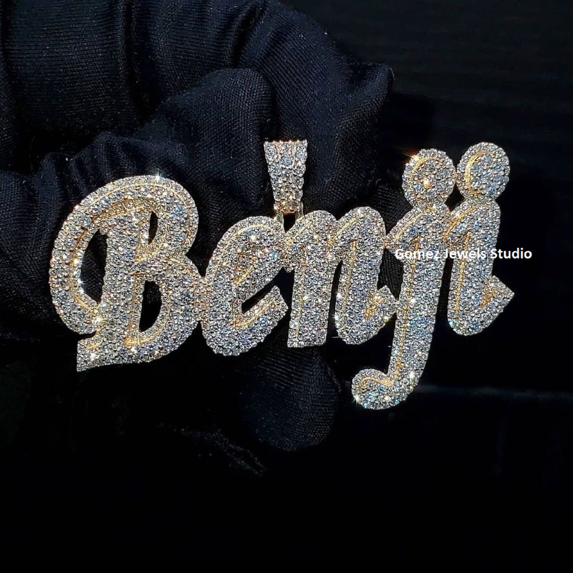 Unique Fonts Custom Letter Pendant 14k Two Tone Gold FN Name Etsy