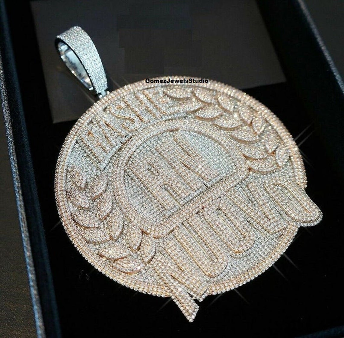 Custom Iced Out Moissanite Diamond Pendant for Men/14k White Etsy