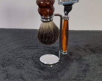 Men’s Wood Shaving Set Gift Box Badger Shaving brush Stand Cartridge Razor Natural Wet Shaving Kit Classic Gift for Men