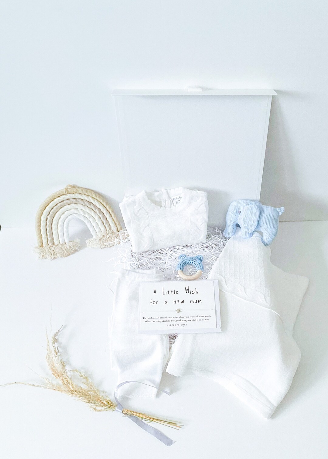 Personalised Knitted Gift Box, Blue Baby Gift Box, Knitted Baby Gift