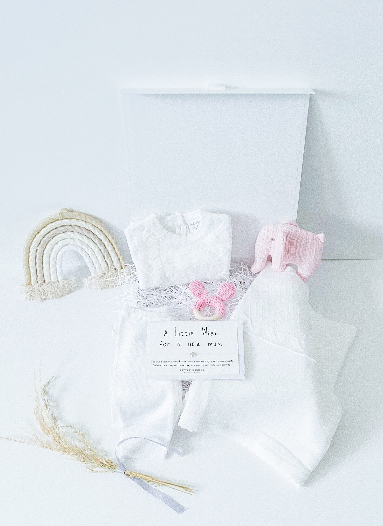 Personalised Knitted Gift Box, Pink Baby Gift Box, Knitted Baby Gift