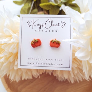 Pumpkin Stud Earrings, Pumpkin Clay Earrings, Pumpkin Earrings Clay, Fall Clay Earrings, Clay Earrings Handmade, Cute Pumpkin Earrings
