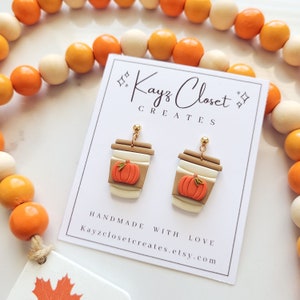 Pumpkin Spice Latte Clay Earrings, Pumpkin Spice Earrings, PSL Earrings, Fall Clay Earrings, Coffee Earrings, Pumpkin Spice Latte Earrings