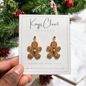 Gingerbread Man Earrings, Cute Gingerbread Dangle Earrings, Christmas Clay Earrings, Gingerbread Earrings Dangle, Gingerbread Clay Earrings