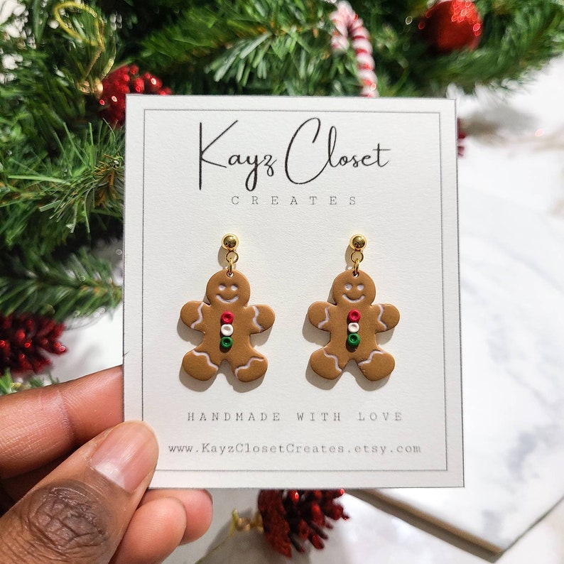 Christmas Gingerbread Man Earrings - Acrylic Cute Cookie Dangle Earrings For Women, Holiday Party Jewelry Gift - View #11
