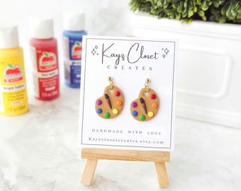 Paint Palette Earrings, Artist Earrings Clay, Painting Earrings, Art Teacher Earrings, Back to School Earrings, Art Teacher Gift, Art Lovers