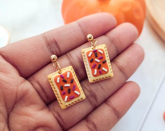 Halloween Pastry Dangle Earrings, Toaster Pastry Clay Earrings, Treat Earrings Cute, Dessert Earrings, Halloween Earrings Clay, Fun Earrings