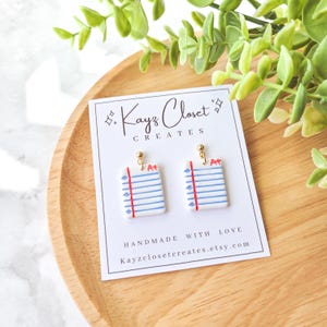 Notebook Paper Earrings, Teacher Clay Earrings, Notebook Earrings Clay, Back to School Earrings, Teacher Appreciation Gift, Paper Earrings