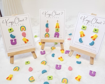 Lucky Charms Stud Earrings, Mix and Match Stud Earrings, Lucky Charm Earrings, St. Patricks Day Earrings, Lucky Charm Studs, Cereal Earrings