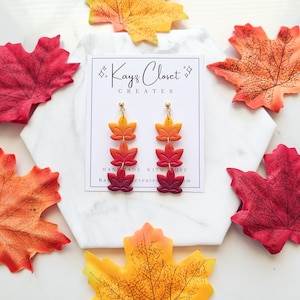 Ombre Fall Leaf Clay Earrings, Fall Leaf Earrings, Fall Clay Earrings, Leaf Earrings Dangle, Leaf Earrings Stud, Ombre Clay Earrings