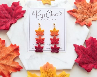 Ombre Fall Leaf Clay Earrings, Fall Leaf Earrings, Fall Clay Earrings, Leaf Earrings Dangle, Leaf Earrings Stud, Ombre Clay Earrings