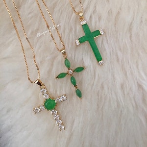 Green cross necklace store