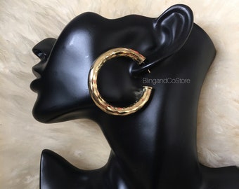 Big Hoop Earrings, Simple Trendy Vintage Gold Plated, Special Occasion, Chunky Minimalist