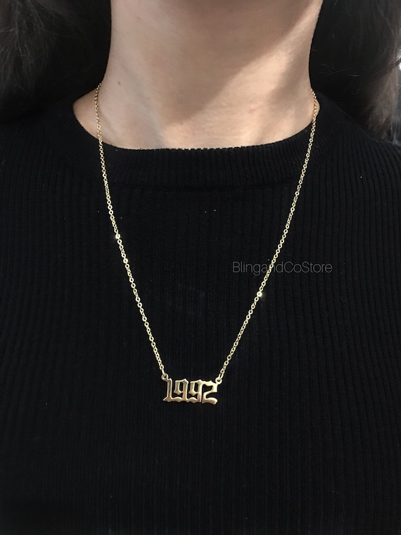 90s Baby Birth Year Necklace Gold Plated Etsy