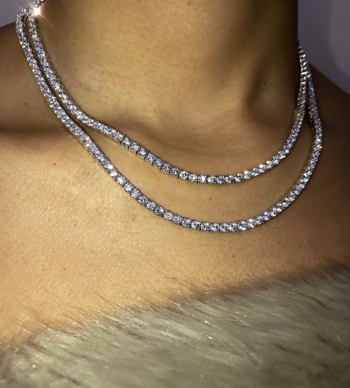 Crystal Tennis Chain Necklace Silver or Gold Plated Etsy