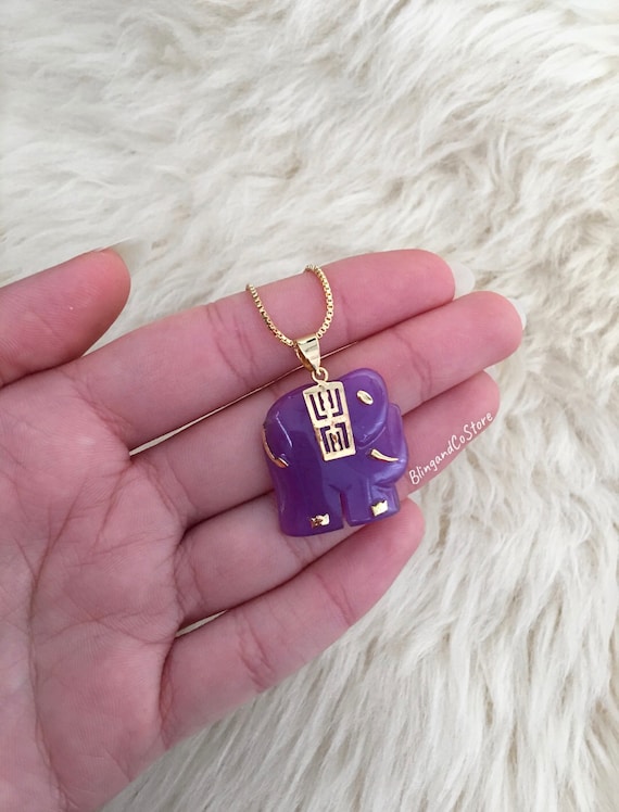 Purple jade elephant best sale pendant