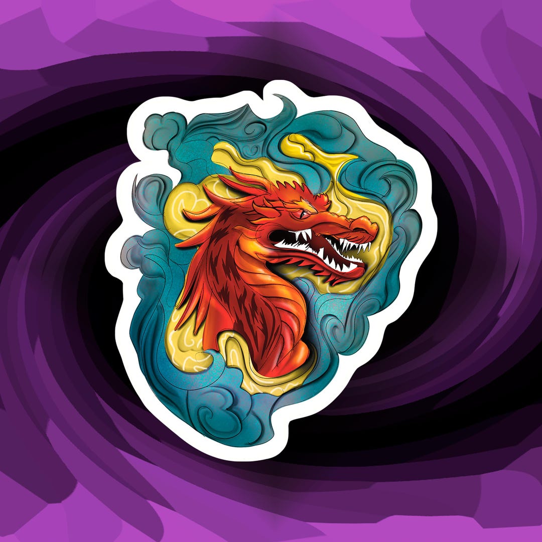 4-inch Red Dragon Sticker - Die Cut - Etsy