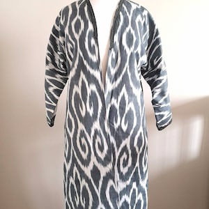 Handwoven one-of-a-kind Ikat Kaftan, jacket, robe with Inner Cotton Lining