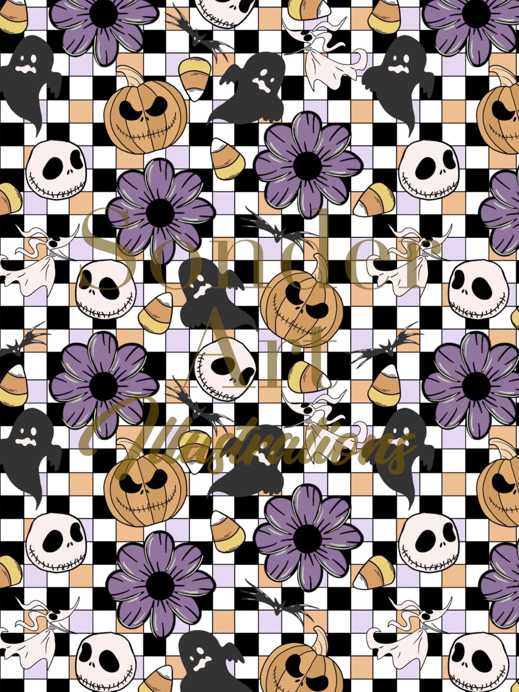 Nightmare Before Christmas Inspired Halloween Seamless Pattern Print - Etsy