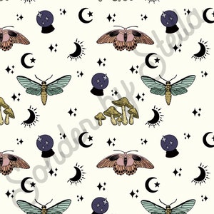 Mystic Moths Seamless Pattern
