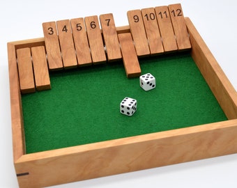 Stäng lådan, handgjort tärningsspel med 12 rutor, klassiskt pubspel