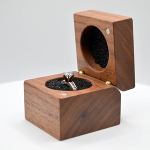Handcrafted Walnut Ring Box – Elegant Wooden Ring Holder for Proposals, Weddings, and Keepsakes