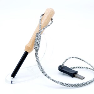 Fire Starter, Survival Tool, Handmade, Flint Rod with Striker and Lanyard