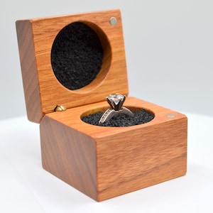 Wood Ring Box, Custom Engraving Available, Handmade in the USA, Canary Wood