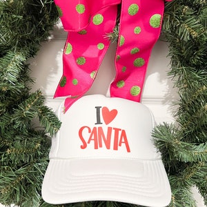 I Heart Santa Christmas Holiday Patch Foam Trucker Hat | Winter Fall College Hats Custom Hats Hat Trip