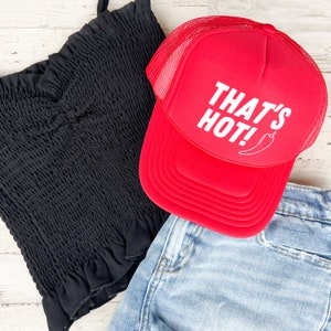 That&#39;s Hot! Chili Pepper Foam Trucker Hat | Red Hot Food Chilis Peppers Hats Custom Hats Hat Trip Summer Boat Coastal Hat