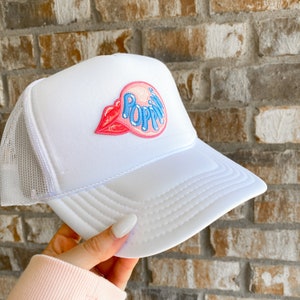 Poppin Bubblegum Patch Trucker Hat Patch Hat Foam Mesh Trucker Hat Unisex Ball Cap Baseball Cap ...