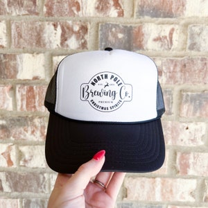 North Pole Brewing Co Christmas Holiday Foam Trucker Hat | Winter Fall College Hats Custom Hats Hat Trip Santa Elf Buddy Christmas Vacation
