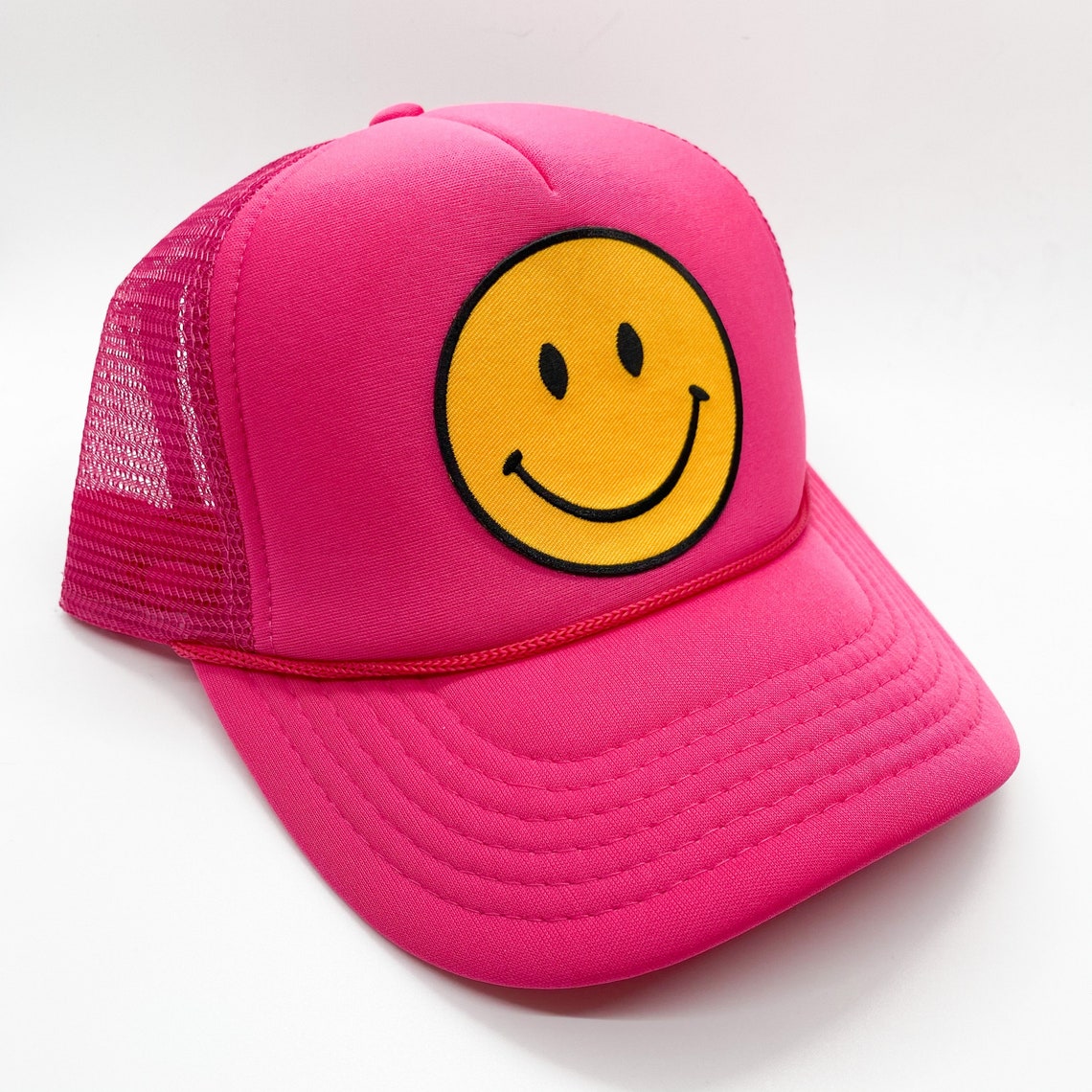 Casquette de camionneur Happy Face rose vif Chapeau Smile - Etsy France