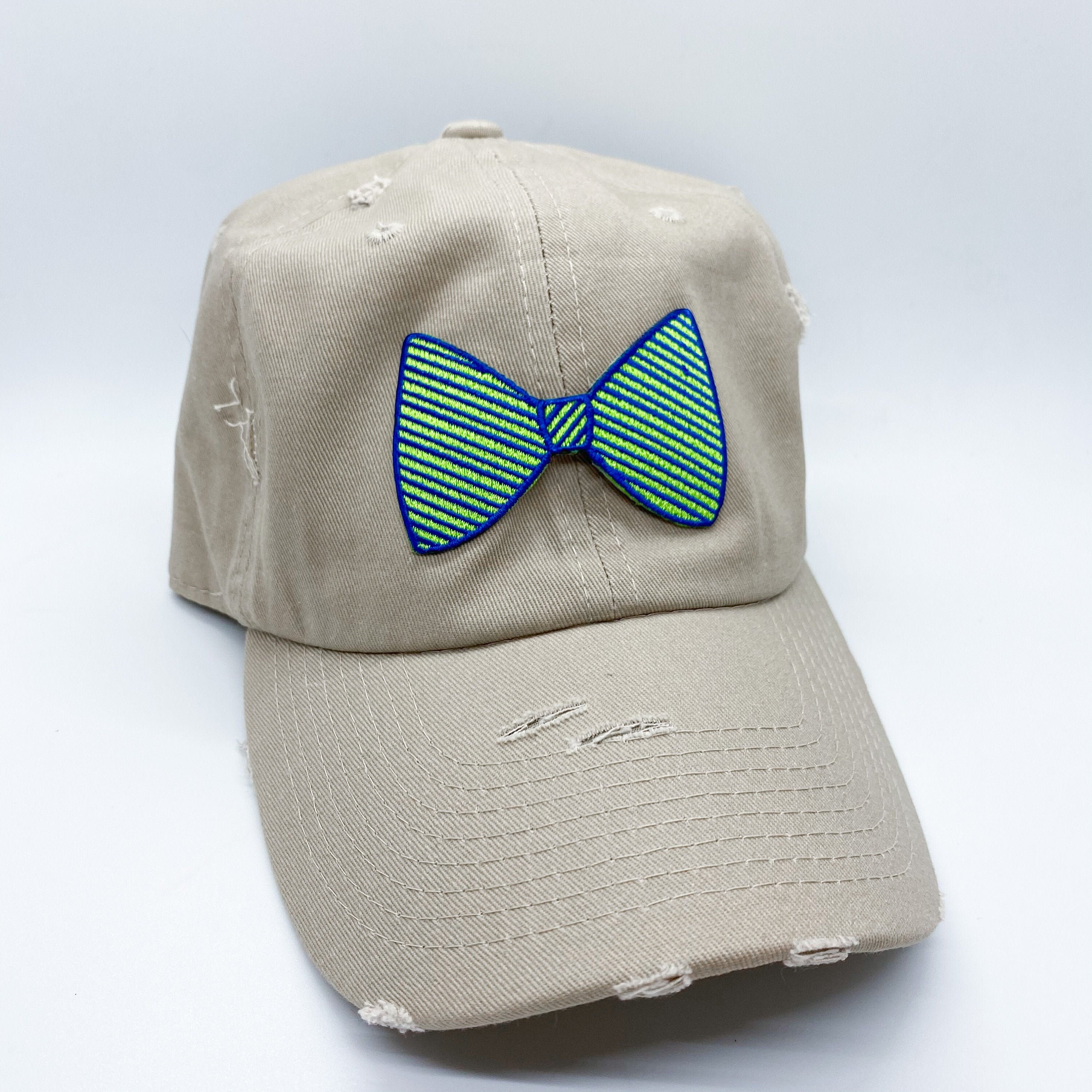 Preppy Bow Tie Distressed Patch Hat Custom Patch Hat Etsy