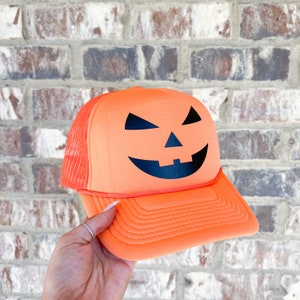 Jack O Lantern Pumpkin Face Halloween Trucker Hat