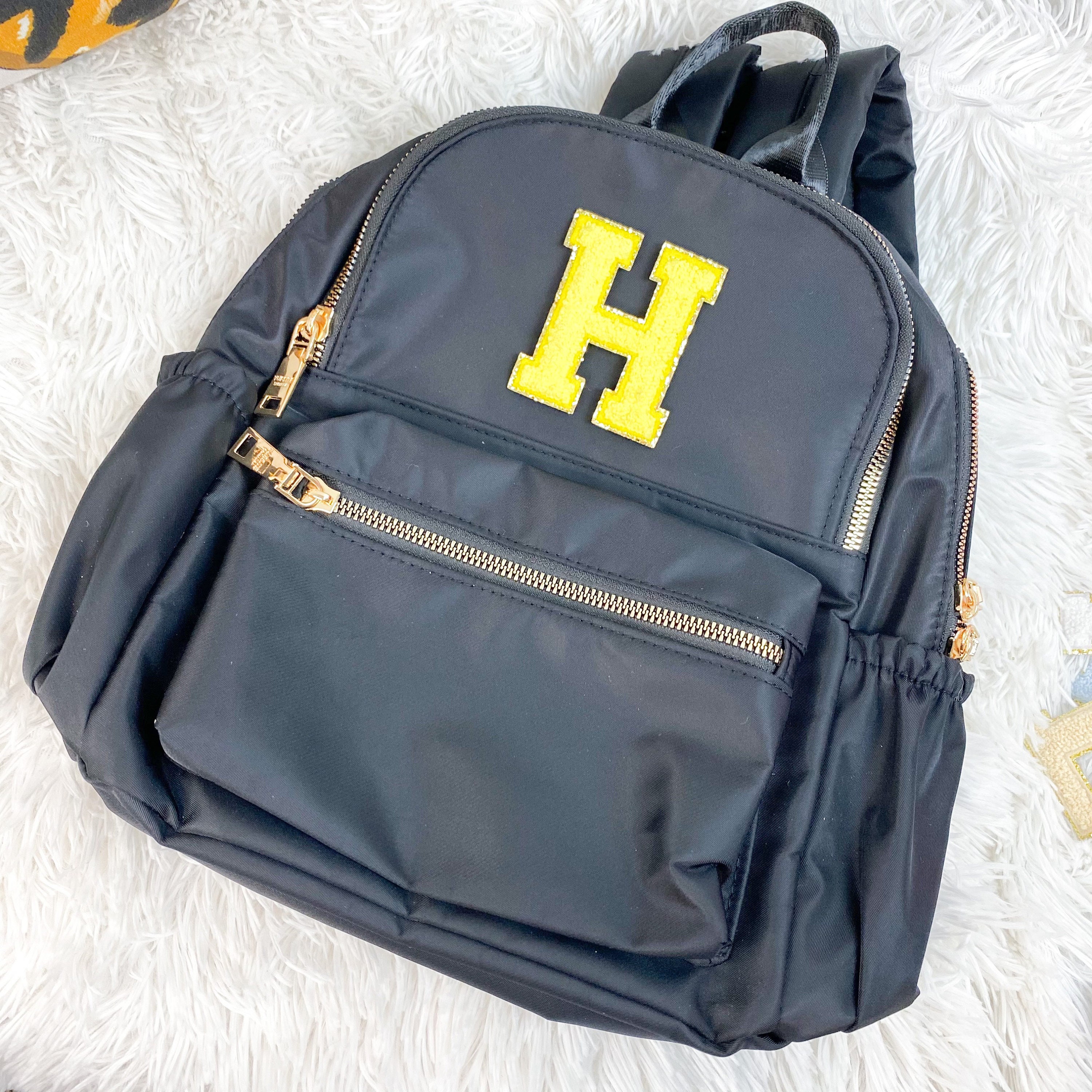 Personalized Backpack Letter Patch Backpack Monogrammed Etsy