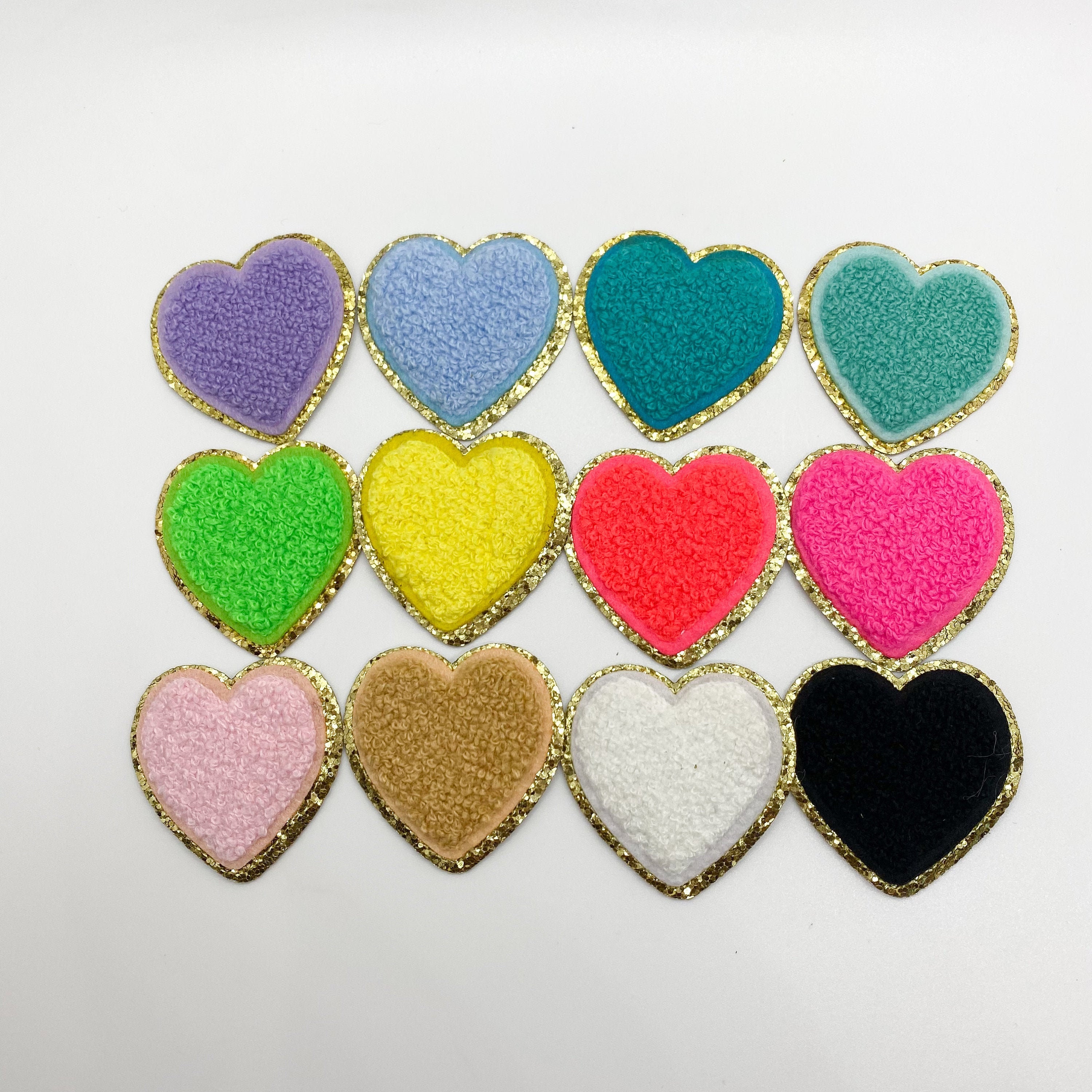 IRON ON 2" Heart Patch | Varsity Glitter Letter Chenille Initial…