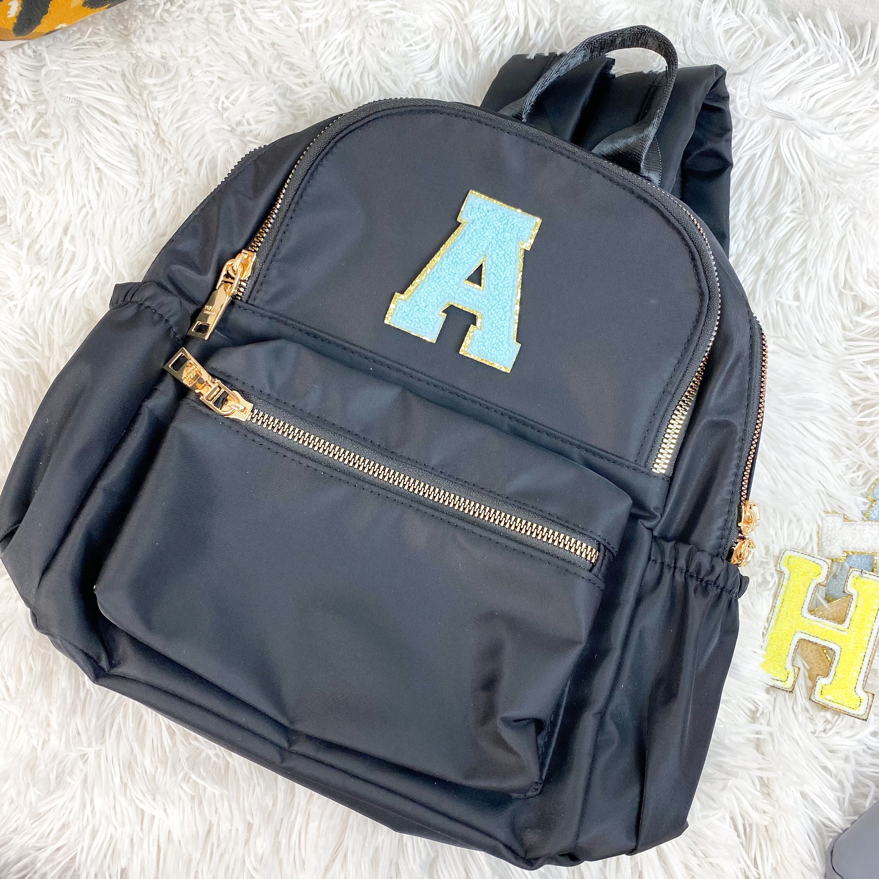 Personalized Backpack Letter Patch Backpack Monogrammed Etsy