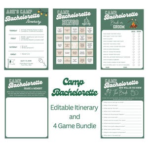 Camp Bachelorette Itinerary Camp Bachelorette Games Camp Bach Bingo Editable Canva Design Camp Bach Games Editable Printable Bach Games