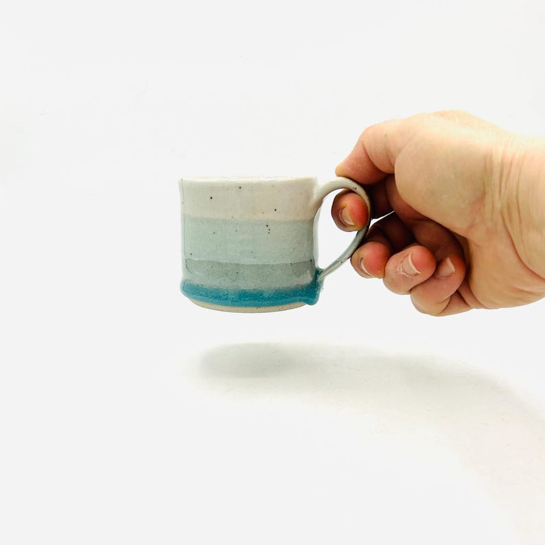 NEW! Two-Toned Reduction Fired Ceramic Espresso Cups in Various Colors by Amy Schnitzer Light Blue
