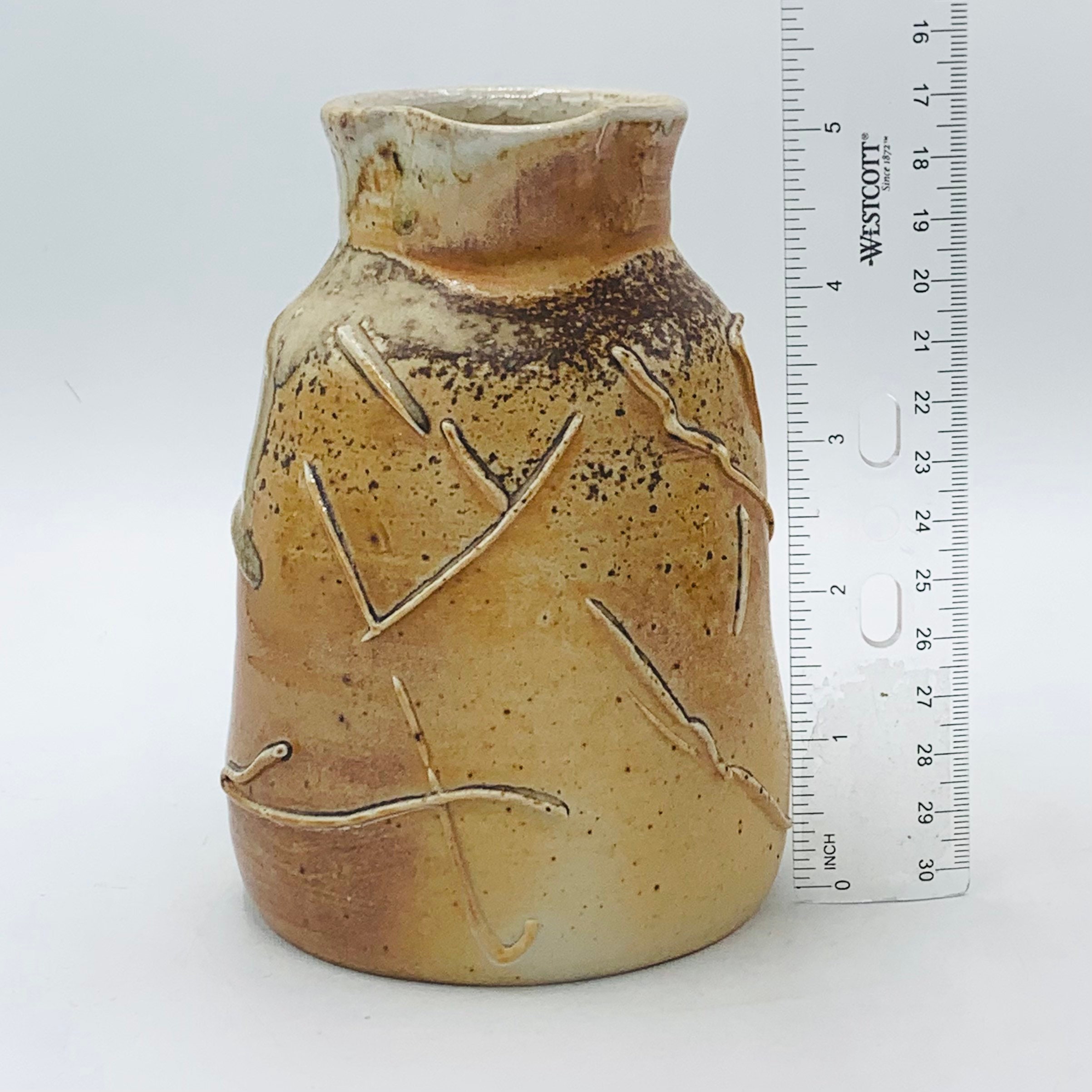 4piece Japanese Style Wood Fired Scribble Ceramic Sake Bottle Etsy